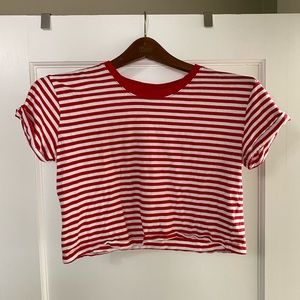 Red and white striped crop top from H&M